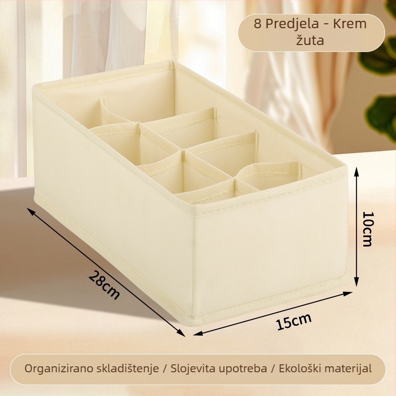 Kutija za odlaganje odjeće, sklopiva s pregradama, 18 L, model 55, materijal: netkani materijal + PP ploča, za donje rublje, čarape i odjeću