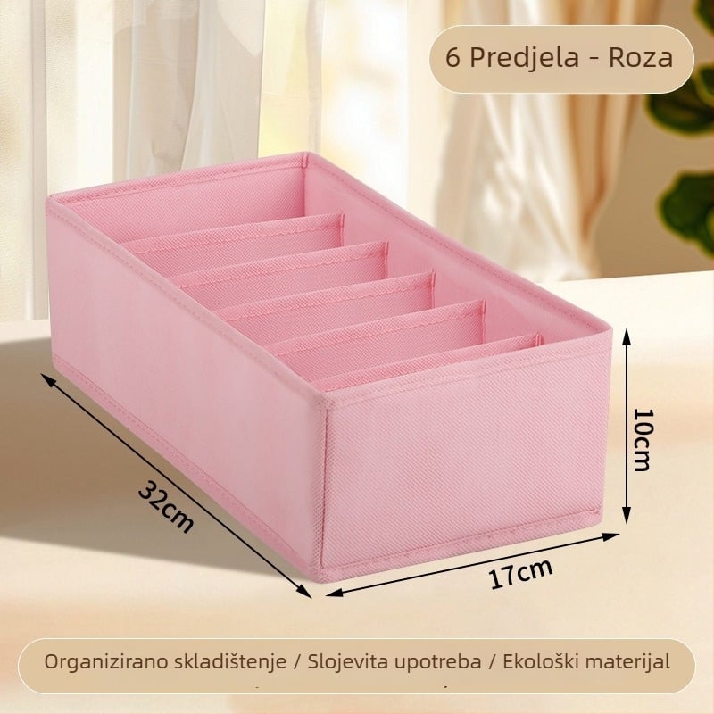 Kutija za odlaganje odjeće, sklopiva s pregradama, 18 L, model 55, materijal: netkani materijal + PP ploča, za donje rublje, čarape i odjeću