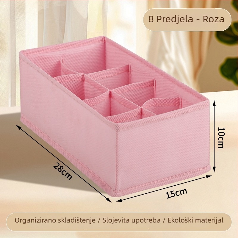 Kutija za odlaganje odjeće, sklopiva s pregradama, 18 L, model 55, materijal: netkani materijal + PP ploča, za donje rublje, čarape i odjeću