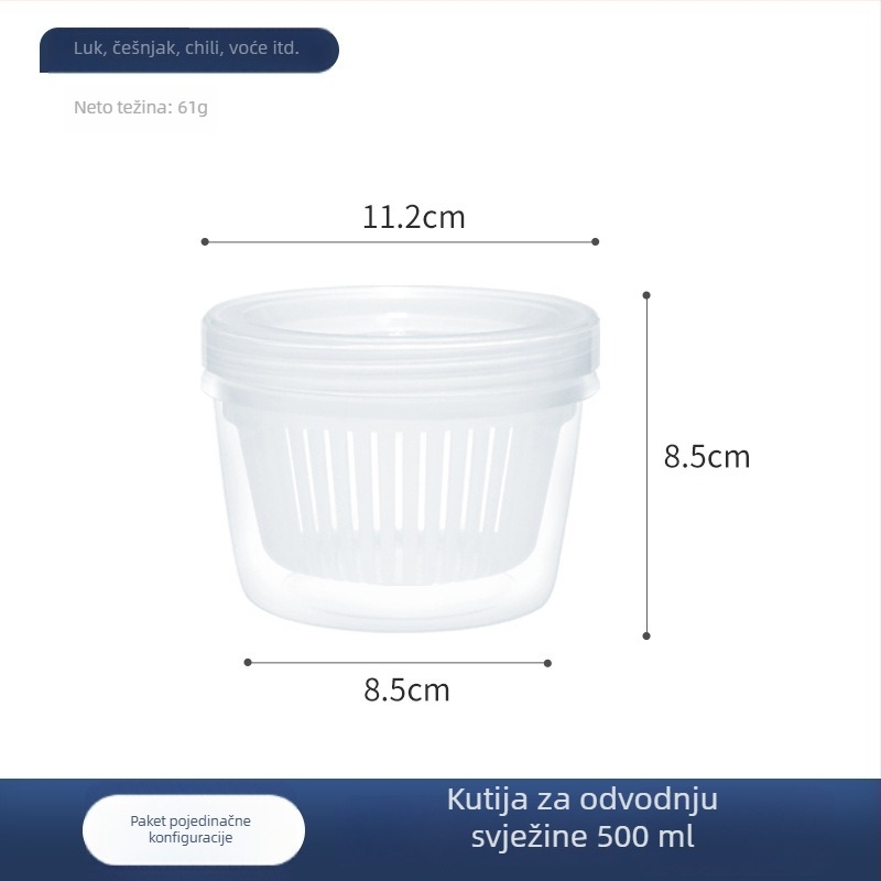 Kružni set kutija za čuvanje svježine s poklopcima i odvodom, PP plastika, kapacitet 301–500 ml, model 4166