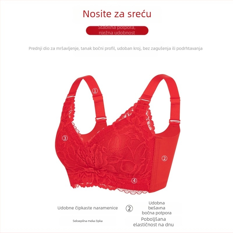 Crveno vjenčano rublje za mladenku, latex grudnjak s tankim push-upom, s punim košaricama