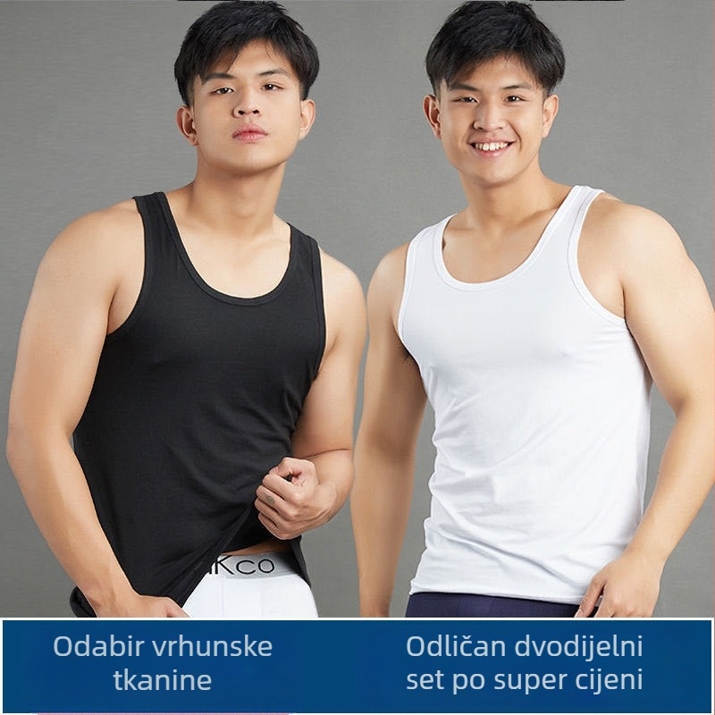 Muški bez rukava tank-top - prozračan, tijesno pristaje, poliester 90–95%, okrugli izrez, ljeto 2024