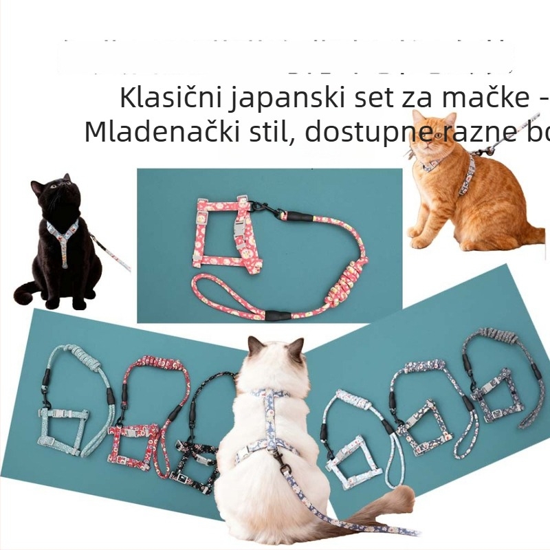 Set vodilice i prsnog remena za mačke - pamuk - Marka LH - Fiksna duljina - Za mačke