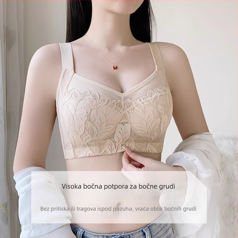 Bežični grudnjak s punim košaricama za velike grudi, protiv opuštanja, bočna podrška, podesivi, tanji oblik košarice, veće veličine