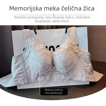 Grudnjak od pamuka s košarom 3/4, srednje oblikovan košar, fiksirane dvostruke naramenice, stražnje zatvaranje s pet redova kukica