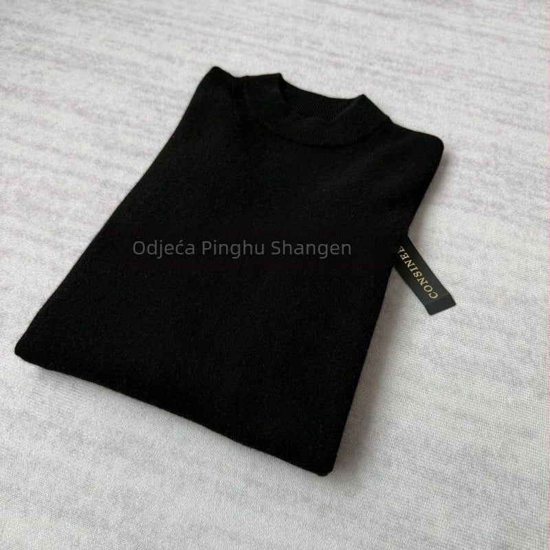 Muški bezšivni kašmirski džemper s okruglim izrezom, dugih rukava, ležernog kroja