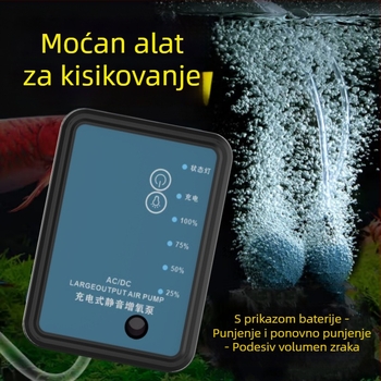 Punjavajuća dvostruko namijenjena pumpa za kisik s LED rasvjetom za ribolov, mala USB pumpa za kisik, višestruko podešavanje brzina