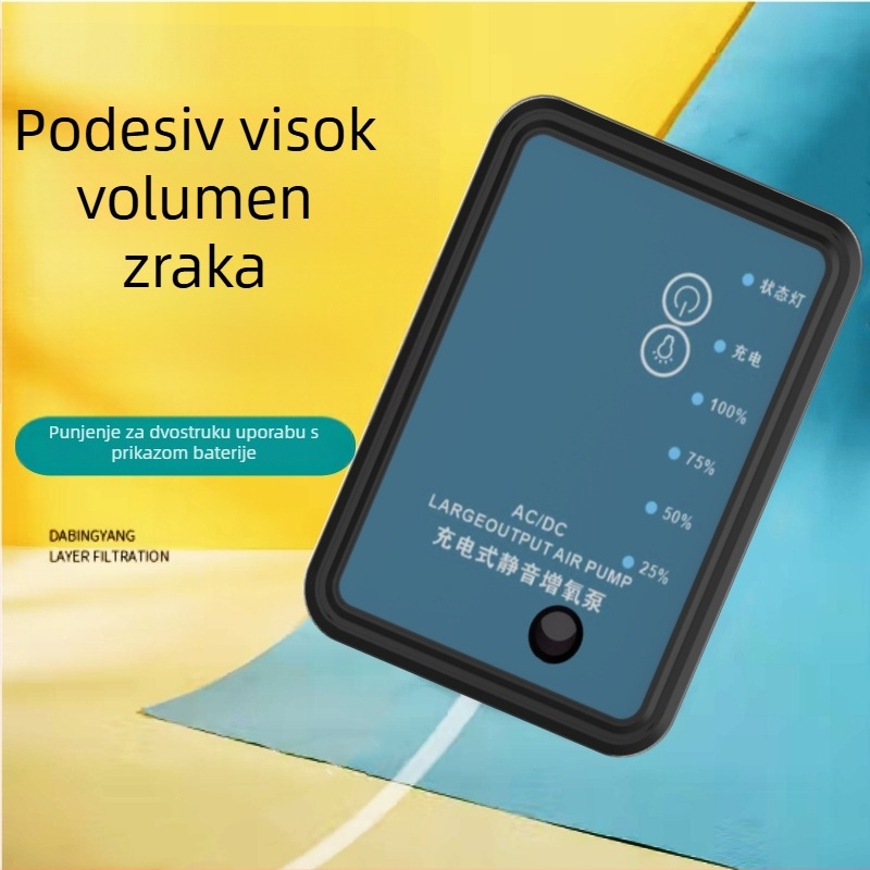 Punjavajuća dvostruko namijenjena pumpa za kisik s LED rasvjetom za ribolov, mala USB pumpa za kisik, višestruko podešavanje brzina