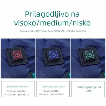 Guan Dan Outdoor Električni grijani vreća za kampiranje – Omotnica dizajn, Punilo od šupljih vlakana pamuka, 2400 g, 190T vodootporna tkanina