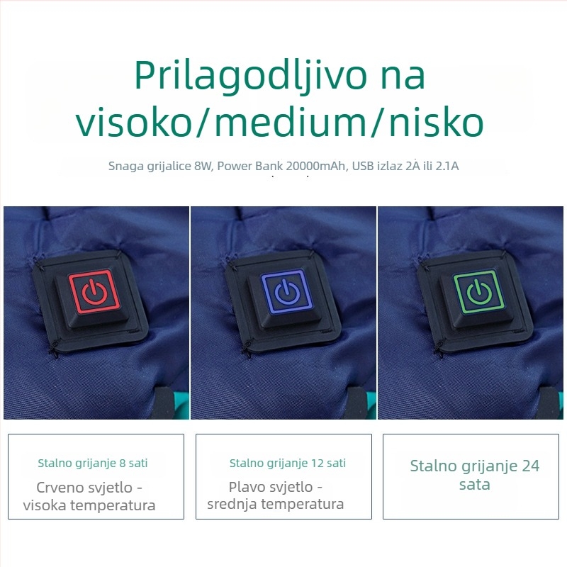 Guan Dan Outdoor Električni grijani vreća za kampiranje – Omotnica dizajn, Punilo od šupljih vlakana pamuka, 2400 g, 190T vodootporna tkanina
