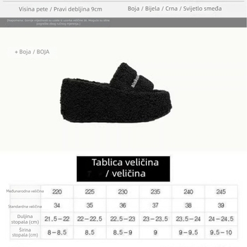 Ženske cipele s debelim potplatom i krznenom unutrašnjom, zatvoren prst, korejski stil, gornji dio od plastike, guma potplata, podstava od ovčje kože (Jesen 2024)