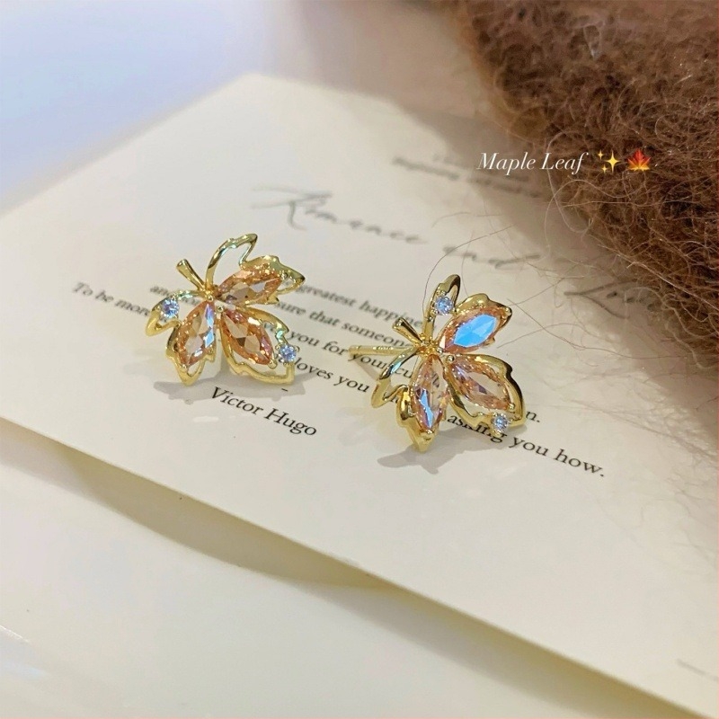 Naušnice: bakar + cirkon, elektroplatiranje, oblik cvijeta, lagani luksuzni stil, ušne igle od srebra 925