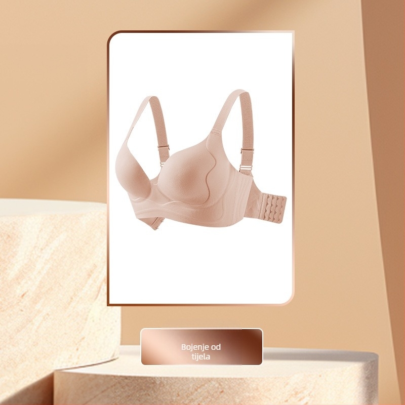 Oblikujući grudnjak s podizanjem dojki, potpuno košarica, tanke oblikovane košarice, stražnji zatvarač s četiri reda kopči, fiksne dvostruke naramenice