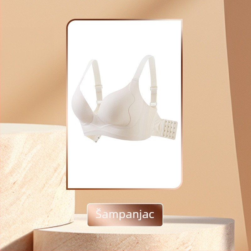 Oblikujući grudnjak s podizanjem dojki, potpuno košarica, tanke oblikovane košarice, stražnji zatvarač s četiri reda kopči, fiksne dvostruke naramenice