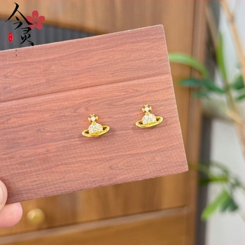 Naušnice Jinling Jewelry pozlaćeni bakreni, elektroplatirano premazivanje, proljeće 2025, lagani luksuz stil, ženske naušnice