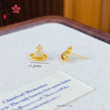 Naušnice Jinling Jewelry pozlaćeni bakreni, elektroplatirano premazivanje, proljeće 2025, lagani luksuz stil, ženske naušnice