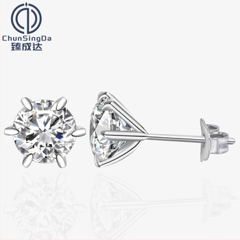 Chengda 925 srebrne naušnice, inlay, šestokraki držač, osam srca i osam strijela, simulirani dijamant, ženski modni stil