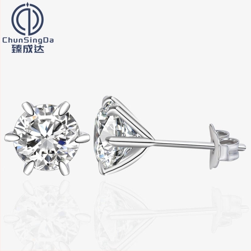 Chengda 925 srebrne naušnice, inlay, šestokraki držač, osam srca i osam strijela, simulirani dijamant, ženski modni stil