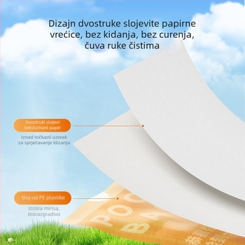 Torbe za izmet kućnih ljubimaca s povlačenjem, za mačke i pse, PE materijal, debele, dizajn ravnog otvora
