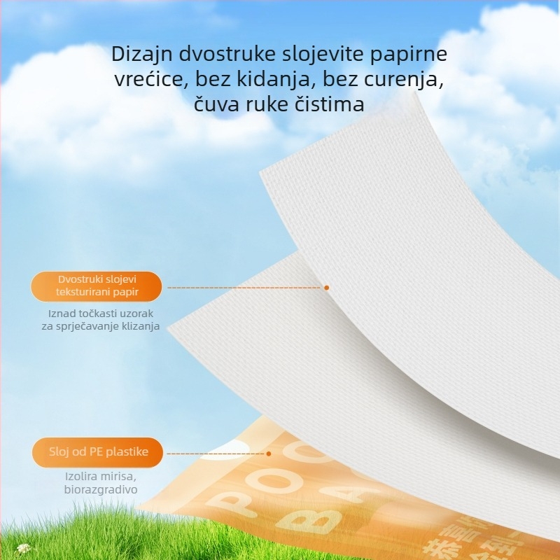 Torbe za izmet kućnih ljubimaca s povlačenjem, za mačke i pse, PE materijal, debele, dizajn ravnog otvora