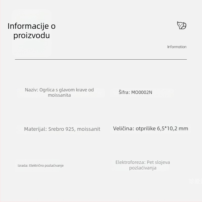 Ogrlica s privjeskom u obliku bikove glave, Moissanit, srebro 925, elektroplating, kutijasti lanac
