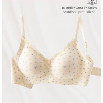 Najlon grudnjak s čipkom, bežični Push-Up, 3/4 šalice, tanko oblikovane čašice, prozračan