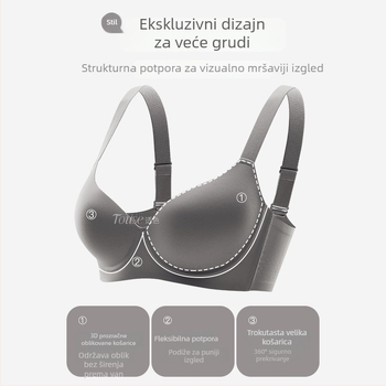 Ljetna bešivna grudnjak za velike veličine, lagano oblikovanje i bočna podrška