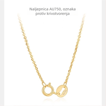 Ogrlica od 18K zlata, ručno izrađena, moissanit privjesak, lanac ključne kosti, unisex