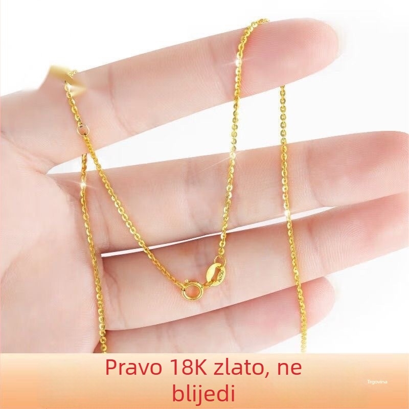 Ogrlica od 18K zlata, ručno izrađena, moissanit privjesak, lanac ključne kosti, unisex