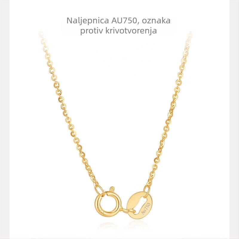 Ogrlica od 18K zlata, ručno izrađena, moissanit privjesak, lanac ključne kosti, unisex