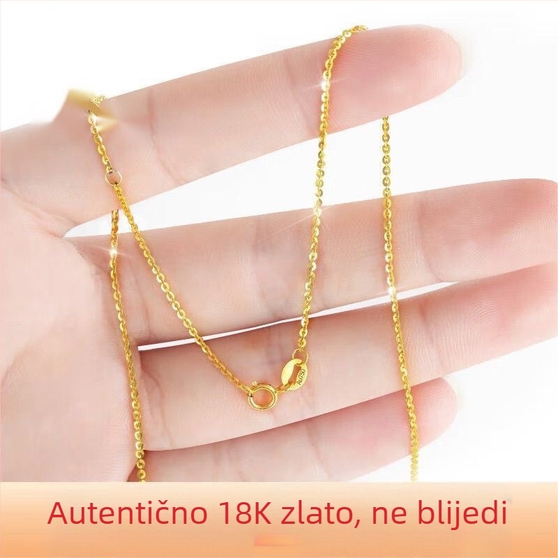 Ogrlica od 18K zlata, ručno izrađena, moissanit privjesak, lanac ključne kosti, unisex