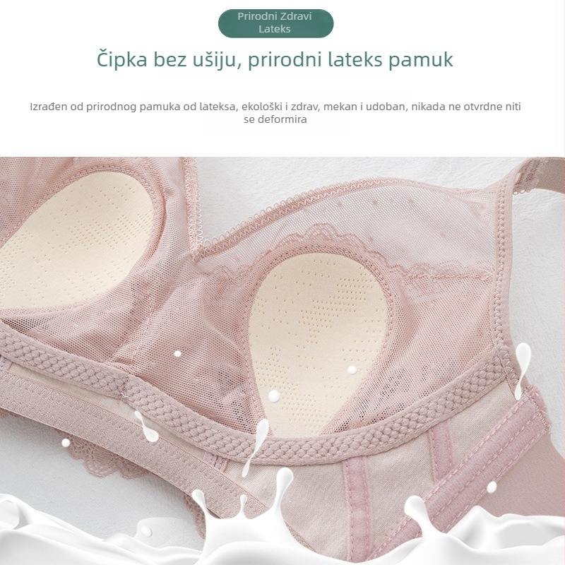 Xianuo tanak latex grudnjak za velike grudi, bez magneta i žica, čipka, šalice u obliku ušiju kunića, ženski grudnjak za ljeto