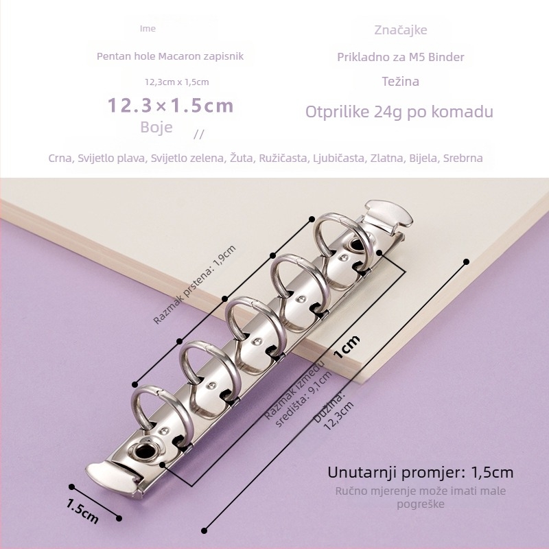 Dacheng metalni klips za mape – dugi rep, za mape s pet rupa