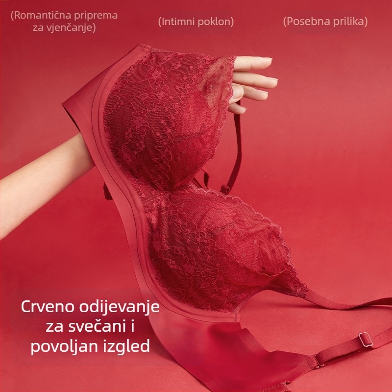 Grudnjak Push-Up za žene s malim prsima, košarica 3/4, bez čeličnih okova, najlon tkanina s podstavom od spandex (<30%), francuski stil, zimsko izdanje 2025