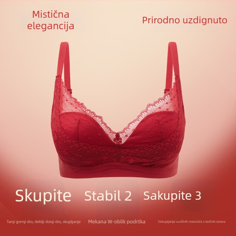Grudnjak Push-Up za žene s malim prsima, košarica 3/4, bez čeličnih okova, najlon tkanina s podstavom od spandex (<30%), francuski stil, zimsko izdanje 2025