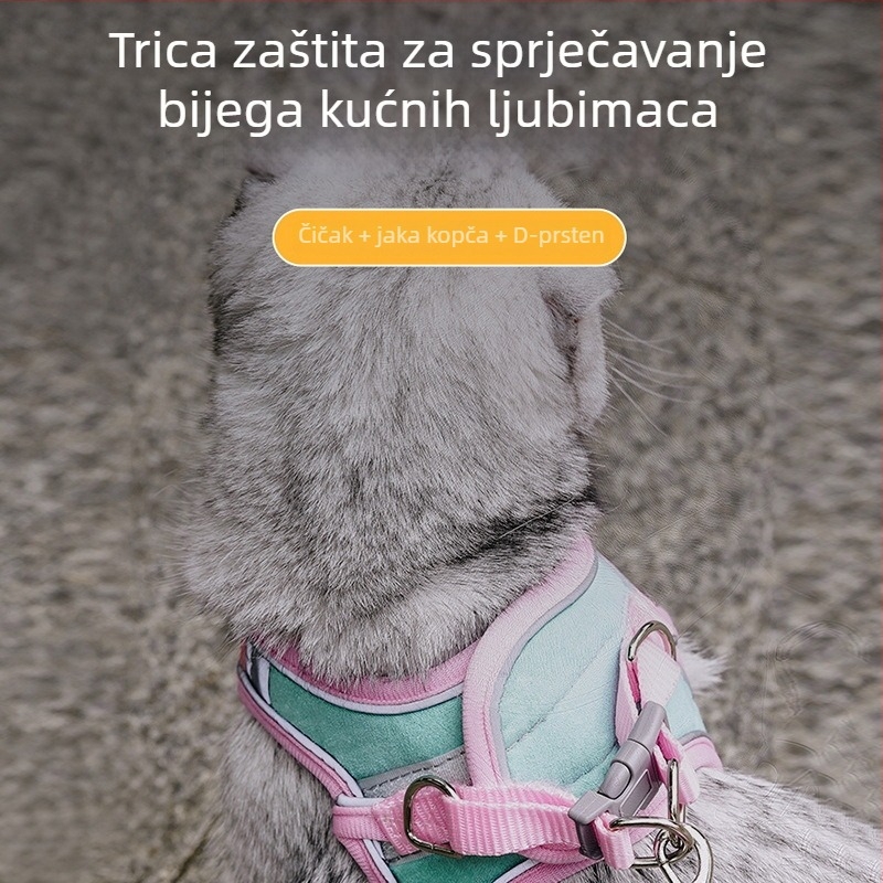 Velur reflektirajući prsluk-stil za mačke i šetnju psa – vodilica
