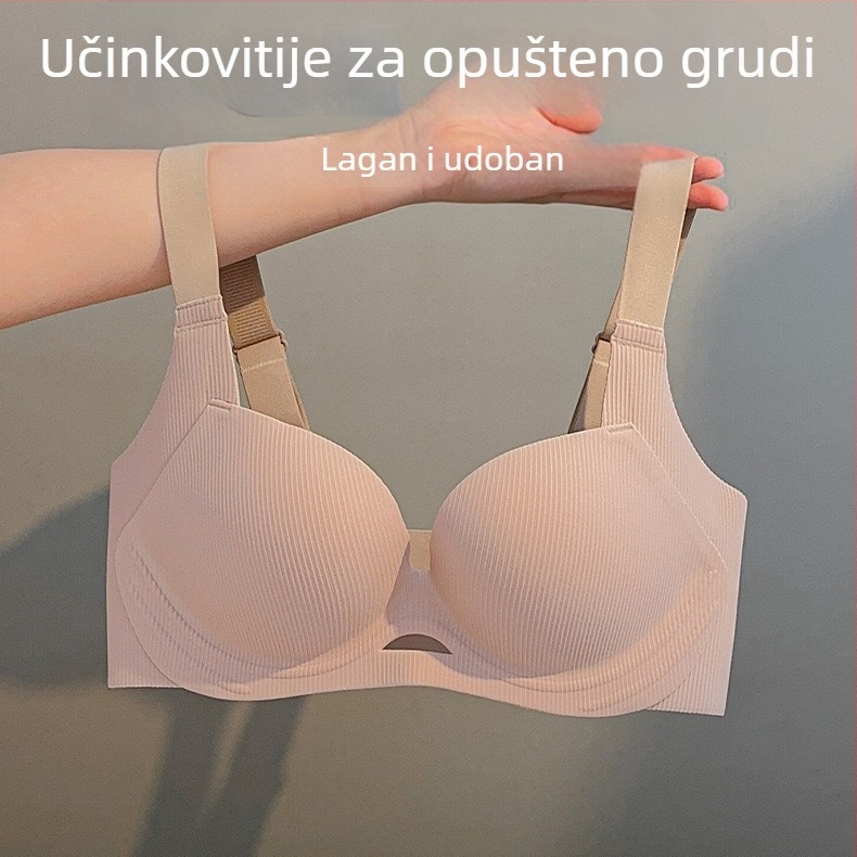 Tanki ženski grudnjak za mali biust, push-up, udoban, s fiksnim košaricama, skuplja bočne grudi, bezšavni dizajn