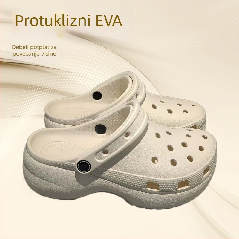 Čisto originalni Cross Crocs s rupicama u oblaku, za žene, zatvorenim prstom, debela potplat za povećanje visine, EVA
