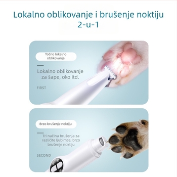 LED osvijetljeni grooming uređaj za kućne ljubimce – 2u1 podrezivanje i piljenje noktiju, ABS kućište, brend South Wave Cat