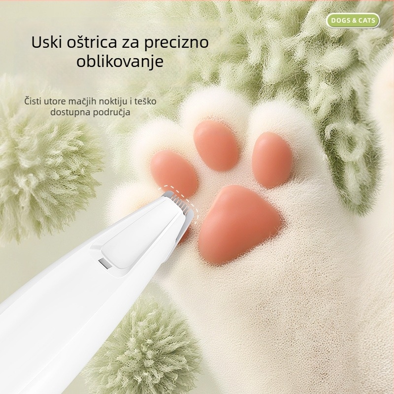 Električni kliper za kućne ljubimce, za pse i mačke, siguran, tih, LED svjetlo, ABS kućište