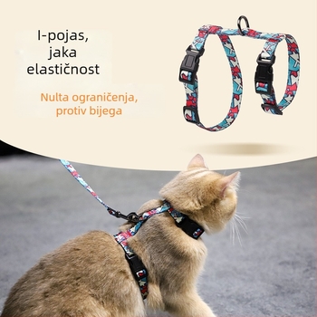 Set harnaza i povodca za mačke s I-oblikom prsa, poliester, užet za vuču mačaka