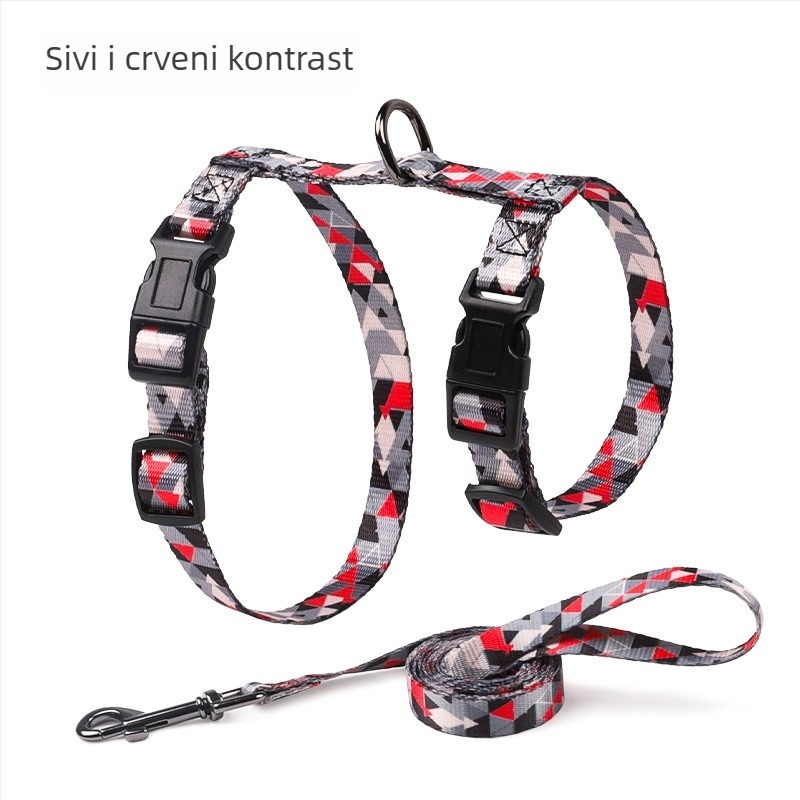 Set harnaza i povodca za mačke s I-oblikom prsa, poliester, užet za vuču mačaka