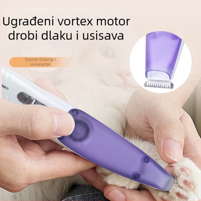 Električni trimer za šape kućnih ljubimaca - punjiv, s integriranim usisivačem, niska buka, za mačke i pse