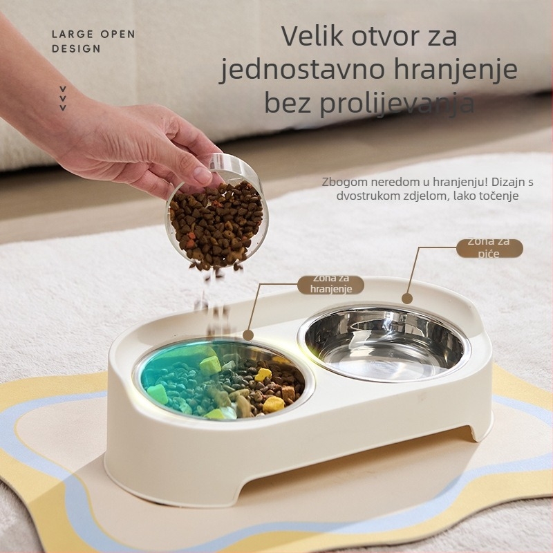 Mačja zdjela s dvostrukim odjeljcima, PP materijal, podrijetlo Taizhou, set automatskog hranjenja