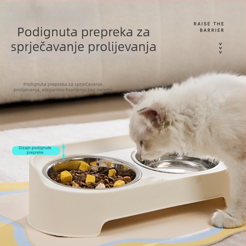 Mačja zdjela s dvostrukim odjeljcima, PP materijal, podrijetlo Taizhou, set automatskog hranjenja