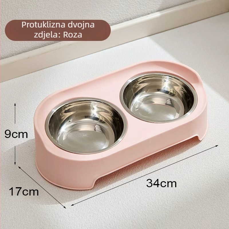 Mačja zdjela s dvostrukim odjeljcima, PP materijal, podrijetlo Taizhou, set automatskog hranjenja