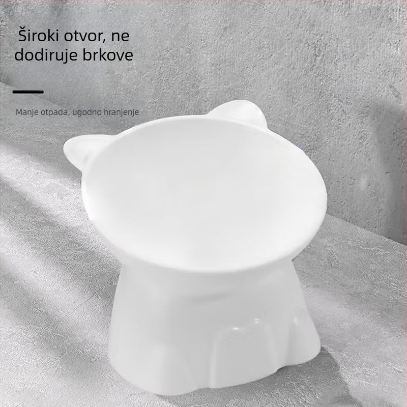 Plastična uspravna posuda za hranjenje mačaka s visokim vratom, sprječavanje prevrnuća, ručno hranjenje