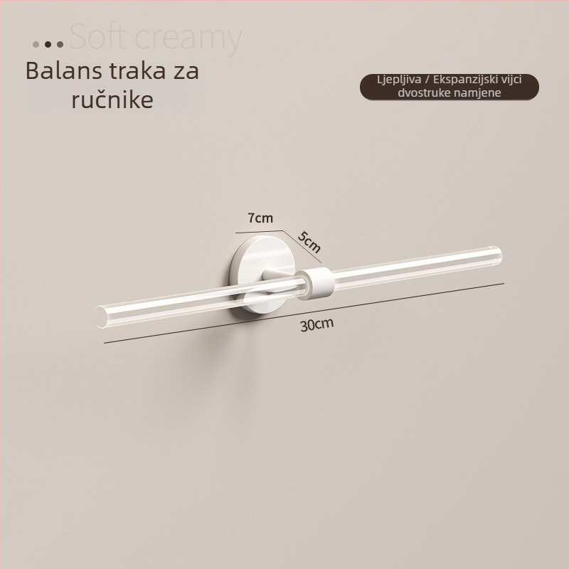 Akrilni držač za ručnike u kupaonici, montaža bez bušenja; površinska obrada oksidacija; materijal: akril; nosivost >5 kg; klasifikacija: držač za ručnike.