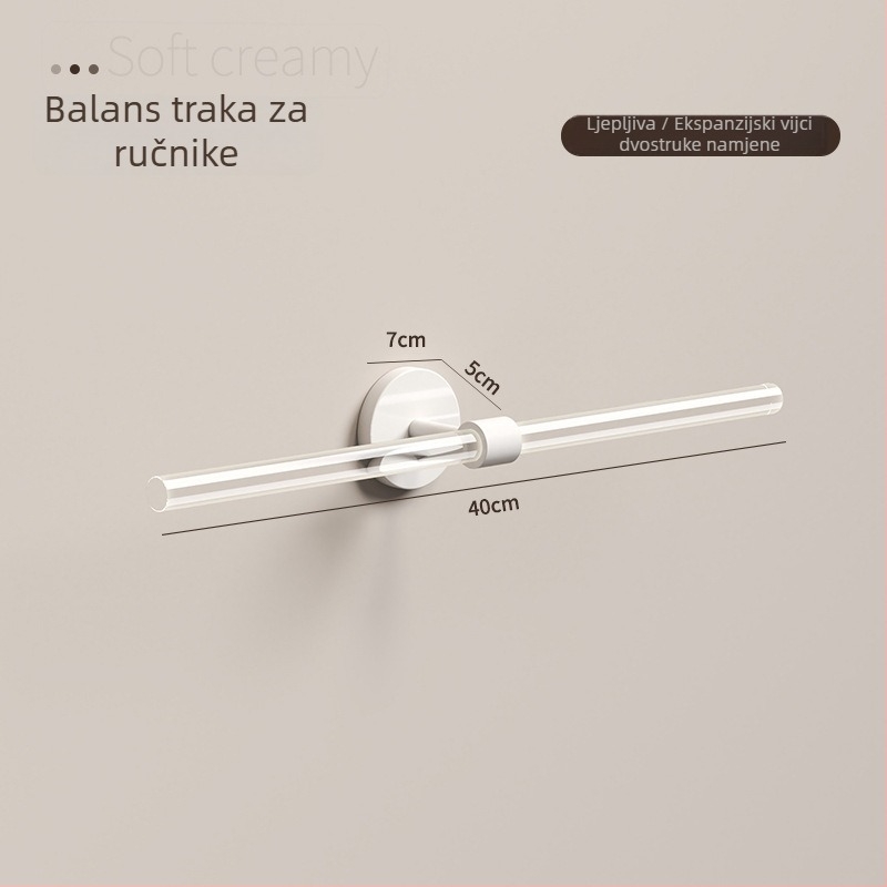 Akrilni držač za ručnike u kupaonici, montaža bez bušenja; površinska obrada oksidacija; materijal: akril; nosivost >5 kg; klasifikacija: držač za ručnike.