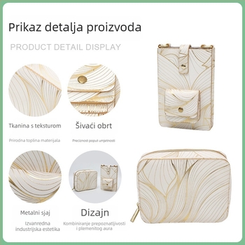 Prilagodljiva četvrtasta torbica za šminku, PU koža i poliester, kompaktna mala torbica za žene